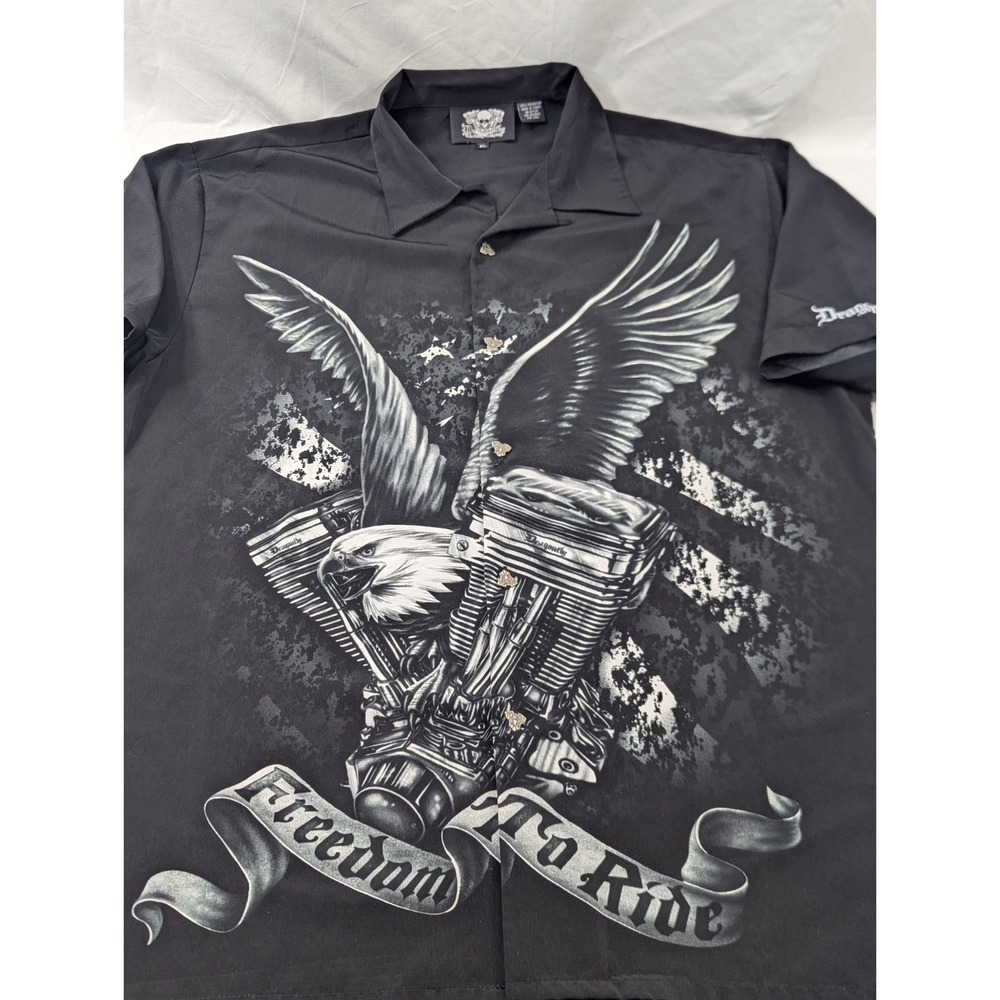 VINTAGE MEN'S DRAGONFLY EAGLE FREEDOM TO RIDE BUTTON DOWN SHIRT SZ XLARGE XL